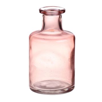 Flaschenvase BARTOLOMEA aus Glas, rosa-klar, 11,8cm, Ø6,8cm