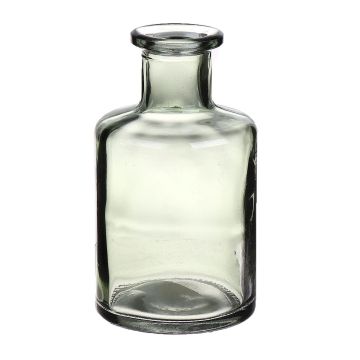 Flaschenvase BARTOLOMEA aus Glas, hellgrün-klar, 11,8cm, Ø6,8cm