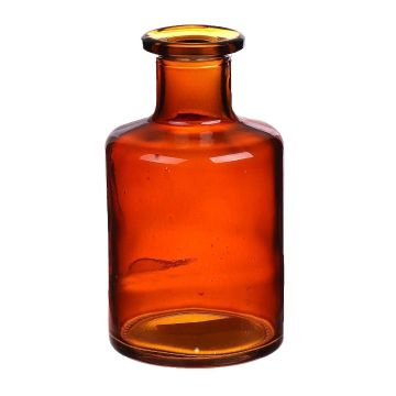 Flaschenvase BARTOLOMEA aus Glas, orange-braun-klar, 11,8cm, Ø6,8cm