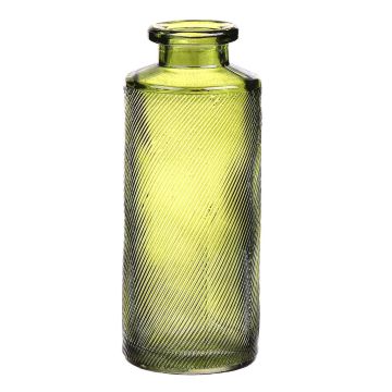 Flaschenvase EMANUELA aus Glas, Maserung, olivgrün-klar, 13,2cm, Ø5,2cm
