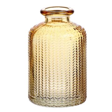 Flaschenvase JOREEN aus Glas, Strukturmuster, gelb-klar, 10cm, Ø6,2cm