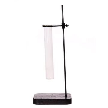 Dekoratives Laborglas AUDREY mit Ständer, klar-schwarz, 14x10x35cm