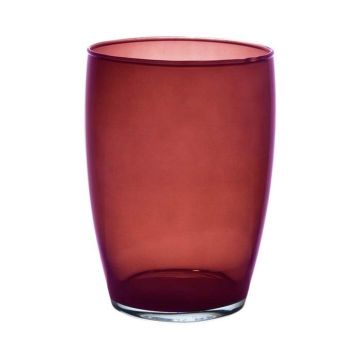 Runde Glasvase HENRY, rot-klar, 20cm, Ø14cm