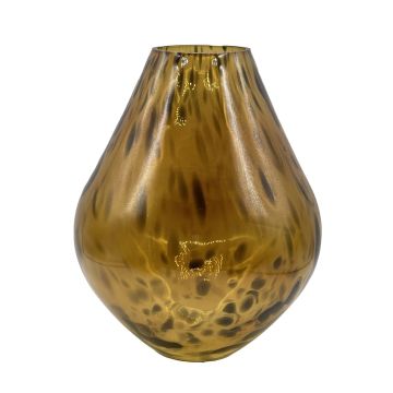 Bauchige Glasvase RUSSELL, Leopardenmuster, braun-klar, 28cm, Ø23cm