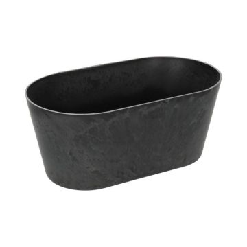 Ovaler Blumentopf LIMANI aus Kunststoff, schwarz, 24x13x11cm