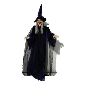 Halloween Dekofigur Hexe FERDERRA mit Bewegungs- Soundfunktion, LEDs, 175cm