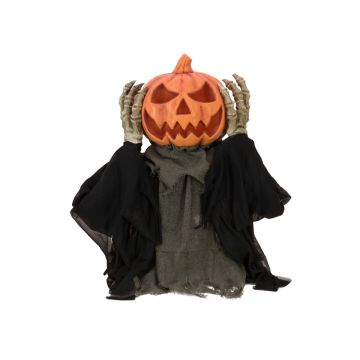 Halloween Dekofigur Kürbis Zombie DOMINICUS, Bewegungs- Soundfunktion, LEDs, 62cm