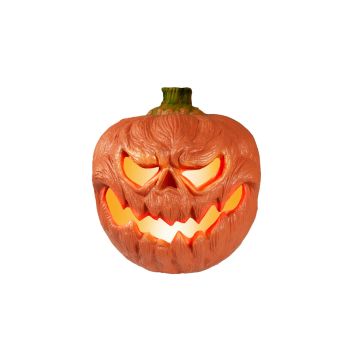 Halloween Kürbis FLANKY mit Gesicht, LED, orange, 18x16x19,5cm