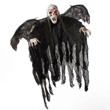Halloween Dekofigur Skelett Geist ALFIE mit Fledermausflügeln, LEDs, 85cm
