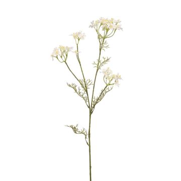 Kunststoff Dillzweig NUTMEG mit Blüten, weiß, 85cm