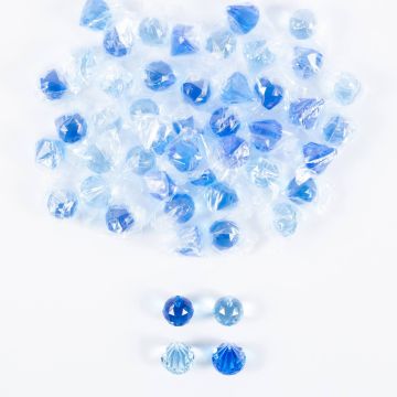 Acryl Dekosteine Anhänger LUVANA, Diamant Kugel, 48 Stück, hellblau-blau, 3cm