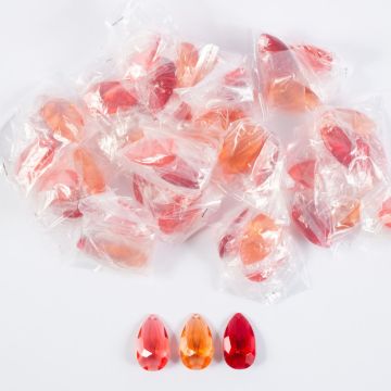 Acryl Dekosteine Anhänger LUVANA, Diamant, 48 Stück, rot-dunkelrot-orange, 4cm
