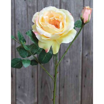 Künstliche Rose KAMILA, gelb, 40cm, Ø13cm