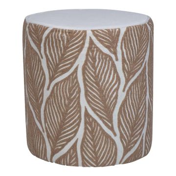 Sitzpouf GRY, Blattmuster, rosa, 45cm, Ø40cm