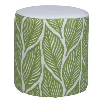 Sitzpouf GRY, Blattmuster, grün, 45cm, Ø40cm