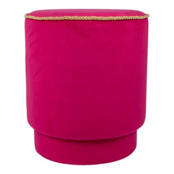 Samt Hocker NANNA, goldene Bordüre, pink, 45cm, Ø38cm