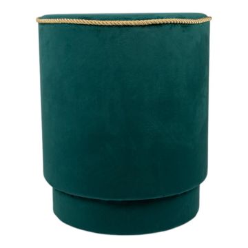 Samt Hocker NANNA, goldene Bordüre, petrol, 45cm, Ø38cm