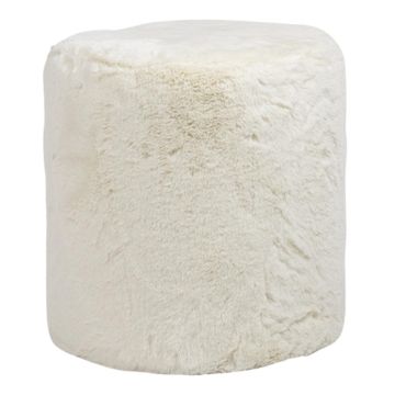 Teddy Hocker MILLE, glatt, weiß, 45cm, Ø40cm