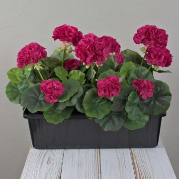 Kunst Geranien FLOREANA im Blumenkasten, 3 Stück, pink, 40x15x35cm