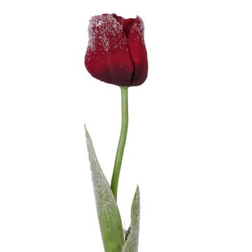 Künstliche Tulpe PILVI, geeist, dunkelrot, 65cm, Ø5cm
