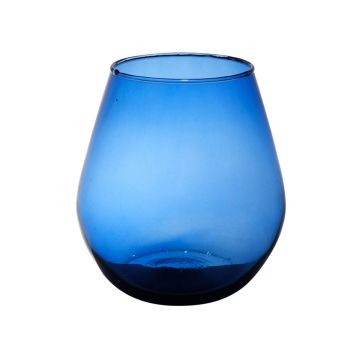 Windlicht Glas EDUARDINA, recycelt, blau-klar, 20cm, Ø19cm