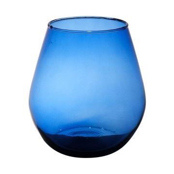 Windlicht Glas EDUARDINA, recycelt, blau-klar, 30cm, Ø25cm