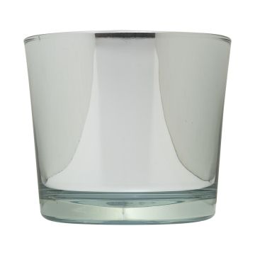 Glasübertopf ALENA SHINY, silber glänzend, 12,5cm, Ø14,5cm