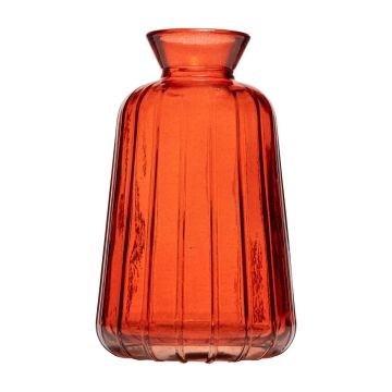 Deko Glasflasche TATIANA mit Rillen, orange-klar, 10,7cm, Ø6,5cm