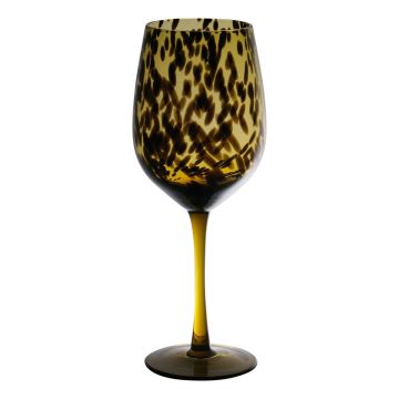 Weißweinglas RUSSELL, Leopardenmuster, braun-klar, 22,5cm, Ø8cm