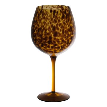 Rotweinglas RUSSELL, Leopardenmuster, braun-klar, 23,5cm, Ø9,5cm
