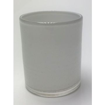 Teelichthalter Glas MALI, weiß, 11,5cm, Ø9cm