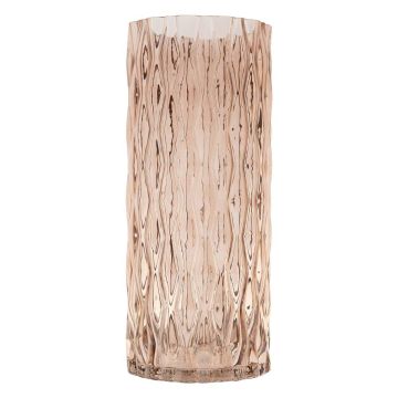 Glas Blumenvase MIRIAN mit Struktur, klar-taupe, 30cm, Ø12,8cm