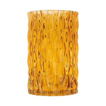 Glas Blumenvase MIRIAN mit Struktur, klar-gelb, 20cm, Ø12,8cm
