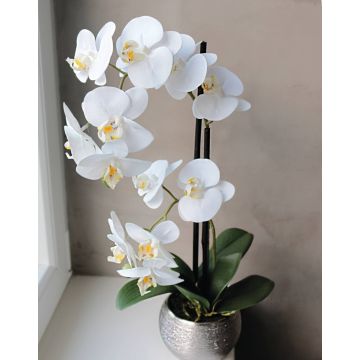 Kunstblume Phalaenopsis Orchidee EMILIA, Dekotopf, weiß, 50cm