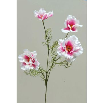 Kunst Blumenzweig Schmuckkörbchen PRESTIOSA, weiß-rosa, 75cm, Ø6-11cm