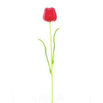 Plastik Tulpe ISHITA in Glasoptik, 12 Stück, rot, 60cm