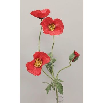 Künstlicher Blumenzweig Mohn OXANDRINE, rot, 60cm