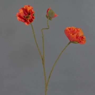 Dekozweig Mohnblume PEJA, orange-rot, 90cm, Ø11-13cm