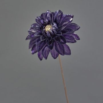 Dahlie künstlich LEOLANI, glamour-dunkellila-elektrum, 60cm, Ø15cm