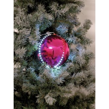 LED Weihnachtskugel LUVELIA, 5 Stück, glänzend pink, Ø8cm