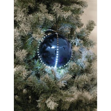 LED Weihnachtskugel LUVELIA, 5 Stück, glänzend dunkelblau, Ø8cm