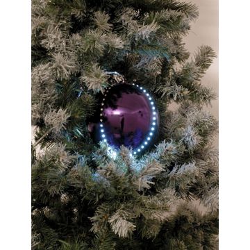 LED Weihnachtskugel LUVELIA, 5 Stück, glänzend lila, Ø8cm