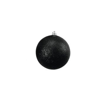 Weihnachtskugel ABELIA, 4 Stück, Glitzer, schwarz, Ø10cm