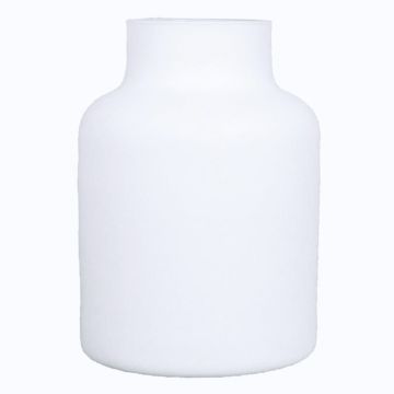 Blumenvase SIARA aus Glas, weiß-matt, 20cm, Ø15cm