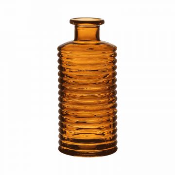 Glas Dekoflasche STUART mit Rillen, orange-braun-klar, 21,5cm, Ø9,5cm