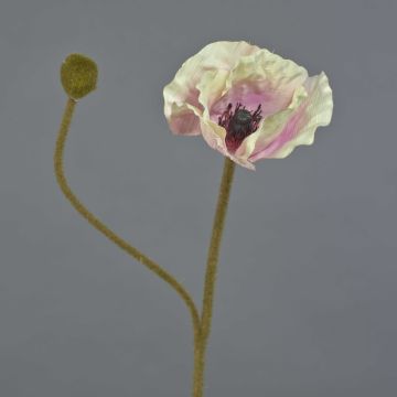 Deko Blume Mohnblume YILAN, rosa-weiß, 60cm, Ø12cm