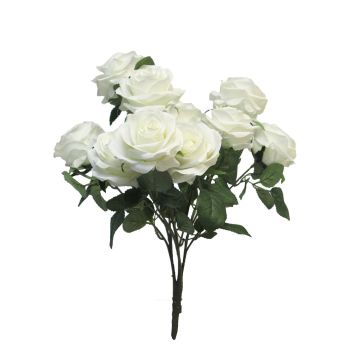 Künstliche Blume Rosenbusch KAILIN auf Steckstab, weiß, 40cm