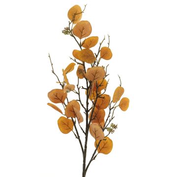 Kunstzweig Eukalyptus YURUO mit Blüten, orange, 90cm
