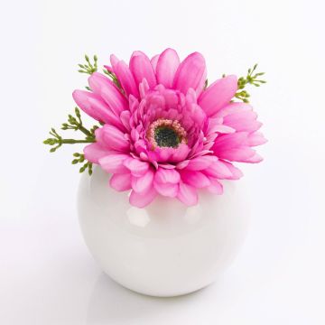 Samt Gerbera IMINA im Keramiktopf, rosa-lila, 12cm, Ø15cm