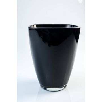 Eckige Vase YULE aus Glas, schwarz, 13,5x13,5x17cm